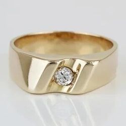 Vintage 14k Gold Diamond Solitaire Wedding / Anniversary Band Ring 