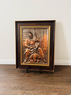 Vintage 3 D Cooper Relief Wall Art 16/20 Inches