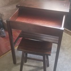 Mahogany Tall Desk With Stool