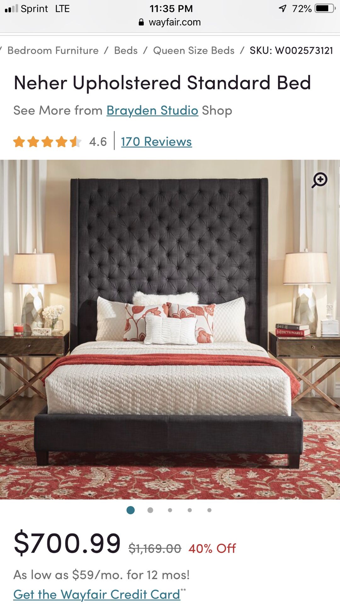 HUGE Queens size upholstery bed frame!