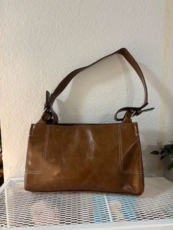 Brown faux leather shoulder bag