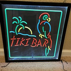 Tiki Bar Neon Sign And Torches 