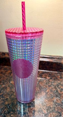 Starbucks Iridescent Bubblegum Grid Cold Cup 24oz