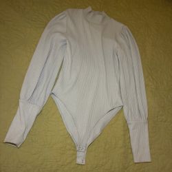 light blue ribbed long sleeve bodysuit