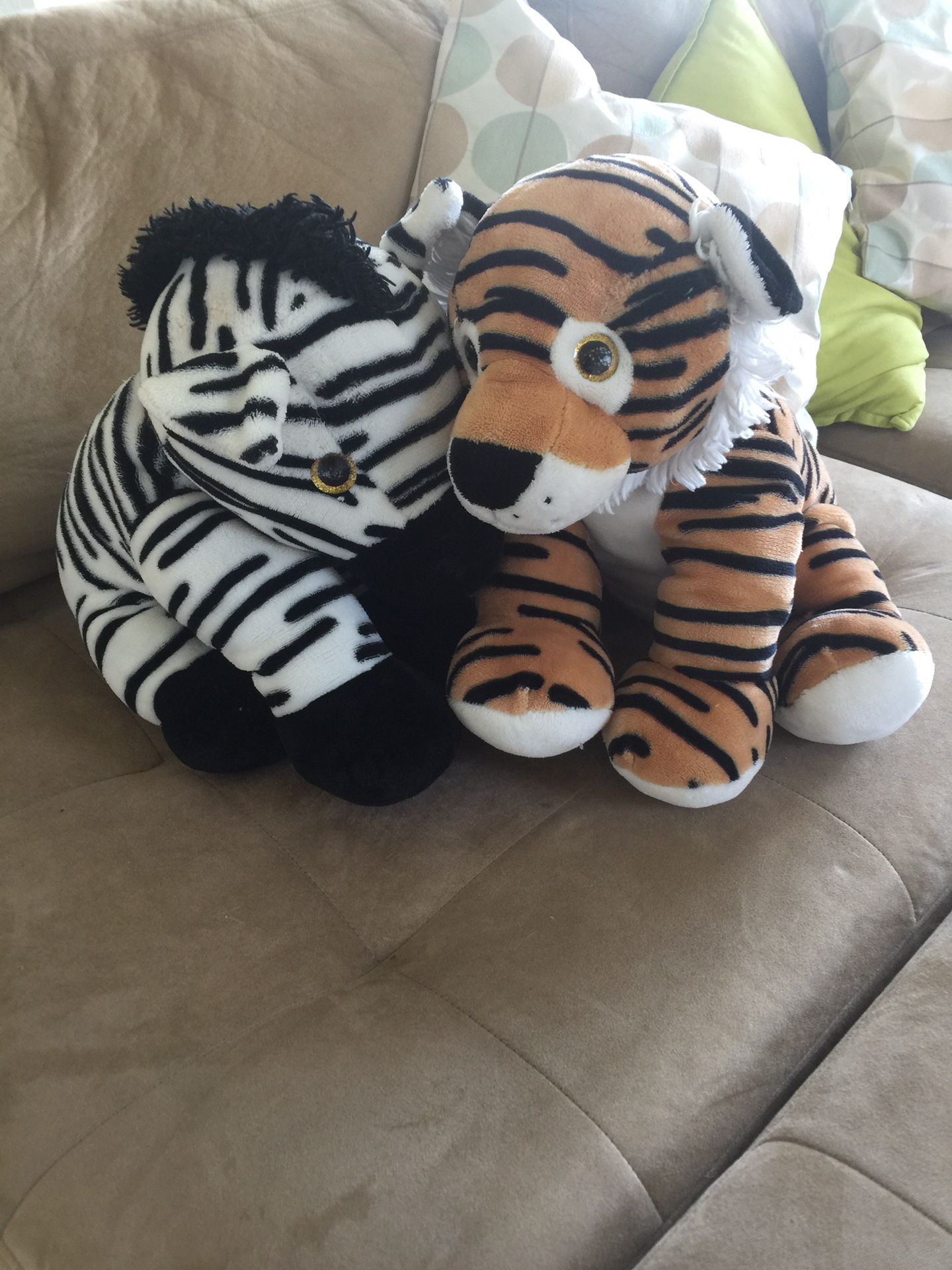 Wildlife Plush TIGER & ZEBRA Stuffed Animals