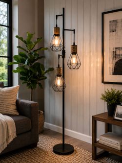 Modern Industrial 3-Light Floor Lamp – Dimmable – 5 Ft Tall