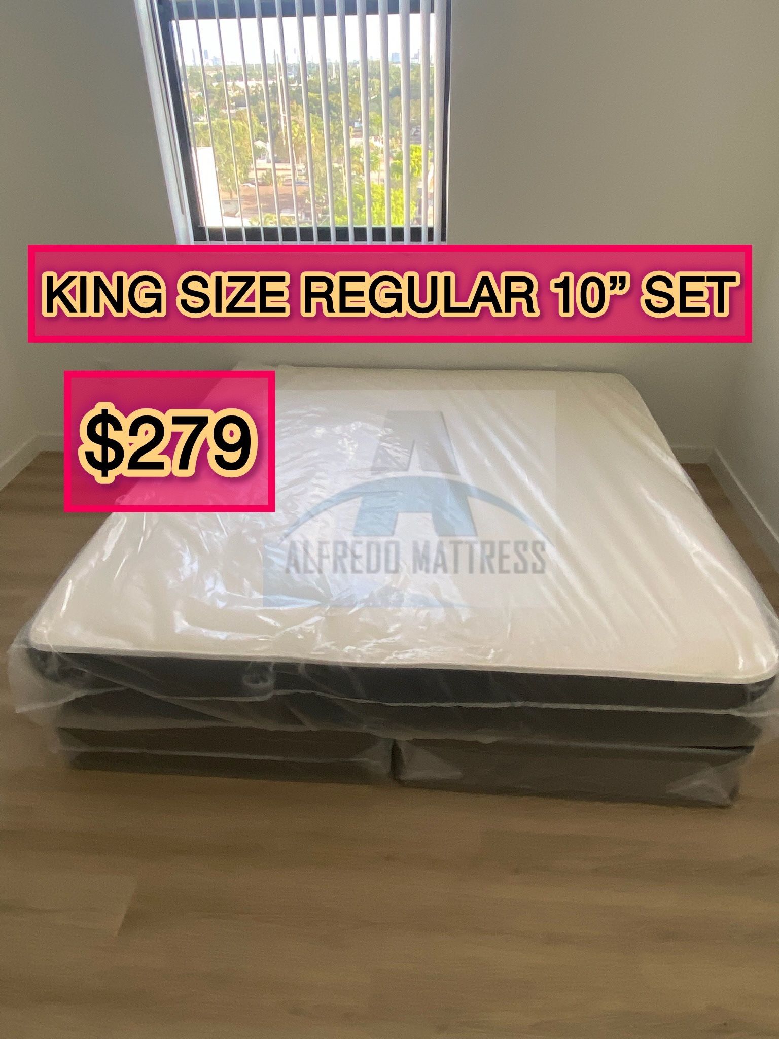 King mattress regular and box spring set (2pc brand new)