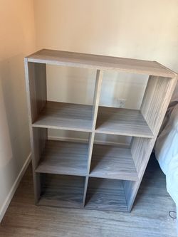 Gray Wood Grain Cube Bookshelf