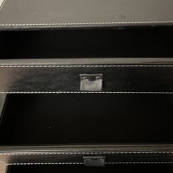 Faux Leather Storage With 3 Drawers For Desk