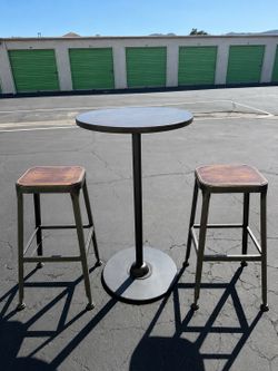 Commercial Café Furniture Set – 4 High Bar Stools + 2 High Tables – $300