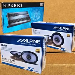🚨 No Credit Needed 🚨 Alpine SSeries Car Speakers 6 1/2" & 6"x9" Coaxial System Hifonics 4 Channel Amplifier Package 🚨 Payment Options Available 🚨 