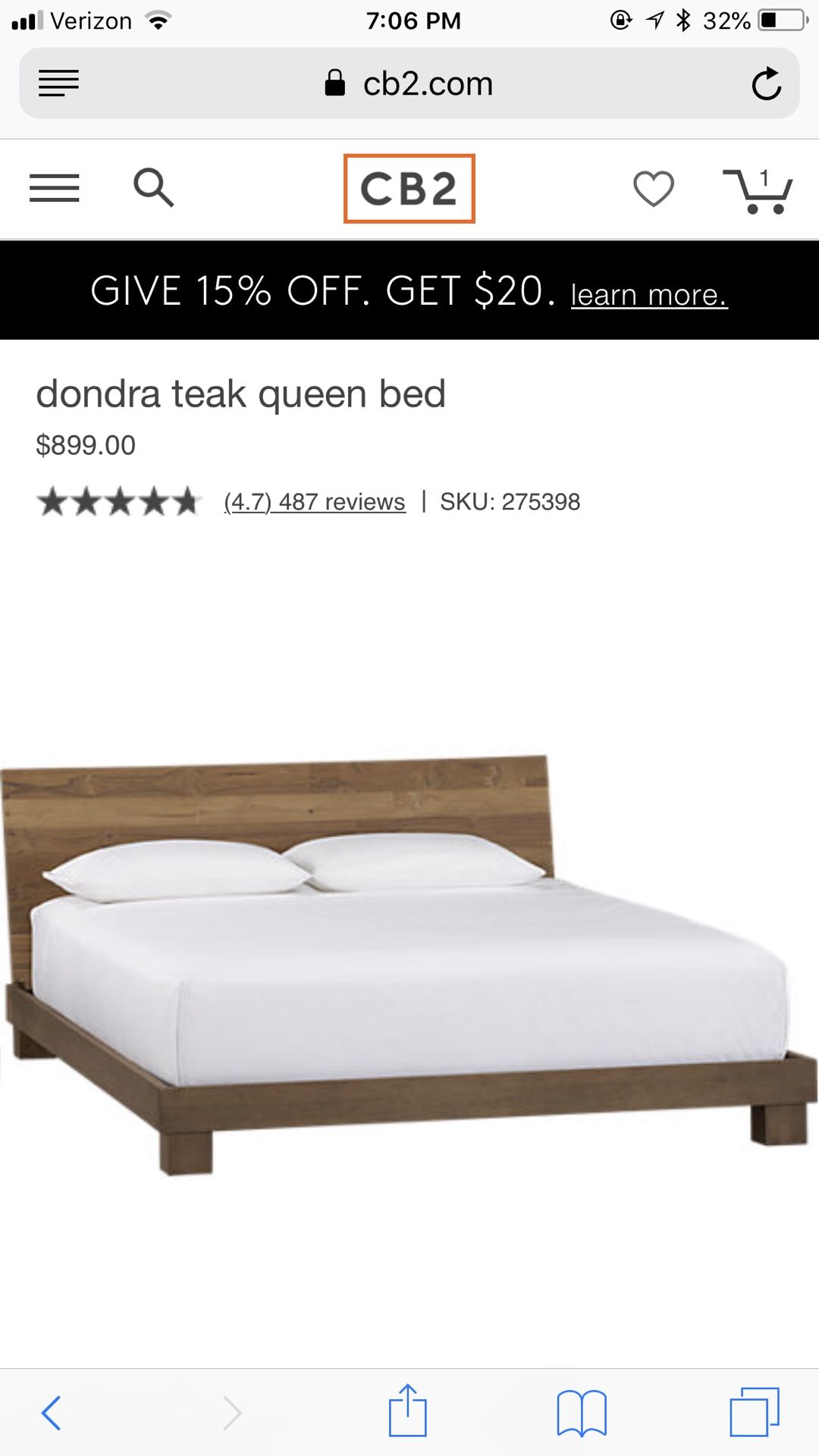 Dondra Teak Wood Queen Bed + Reviews