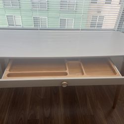 Cyrus Ivory & Oak Desk in White/Brown