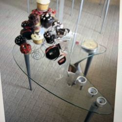 Vintage Inspired Modern Glass Kidney Kidney Shaped Side Table $490