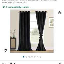 DWCN Black Blackout Velvet Curtains - Extra Long Refresh Bundleable Heavy Duty Thermal Insulated Energy Efficiency Grommet Window Panels for Bedroom/L