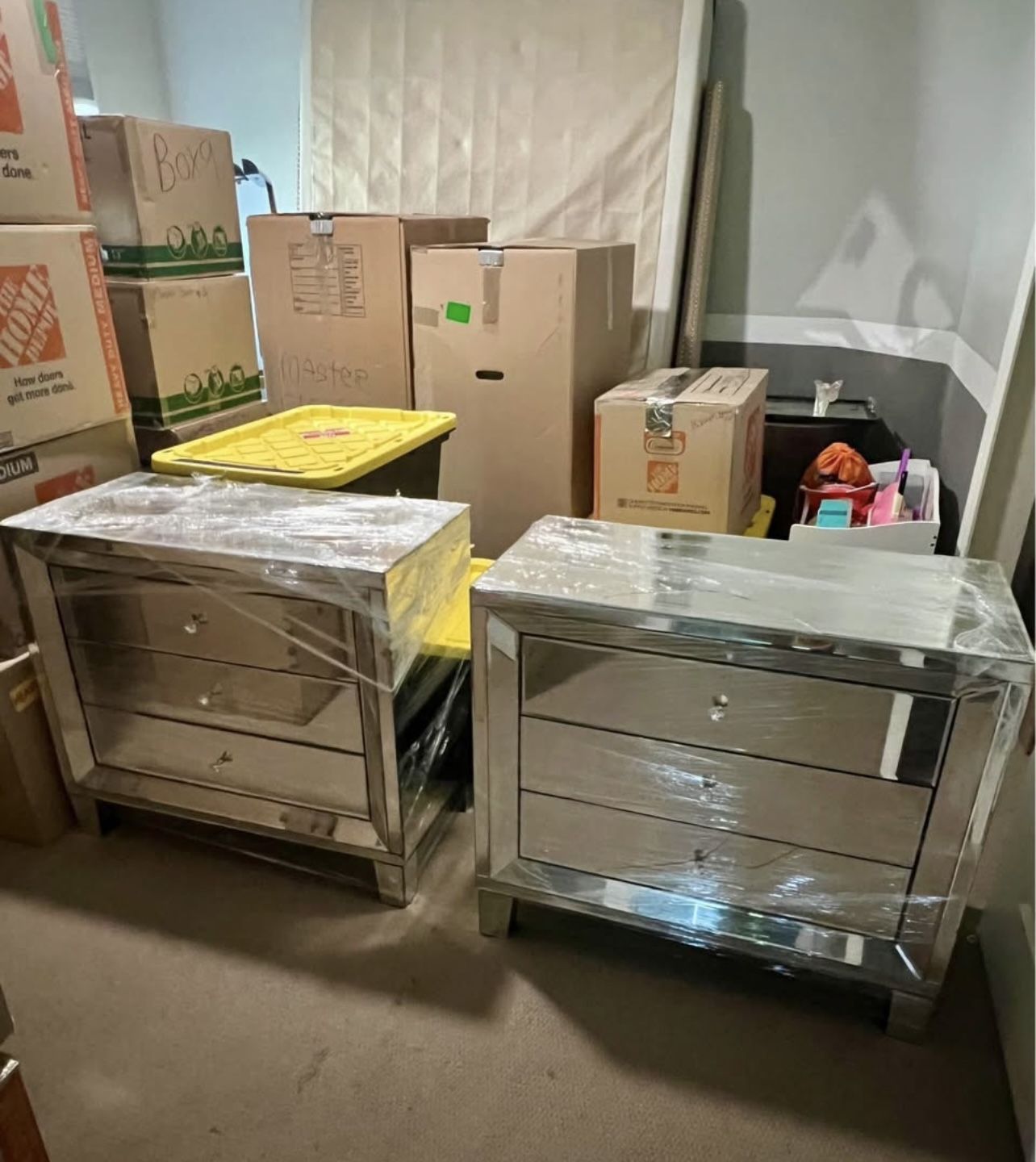 Large mirrored nightstands