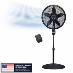 Lasko Cyclone 18 in. 3 Speed Oscillating Pedestal Fan for Home in Black with Adjustable Height, 4-Hour Timer and Remote