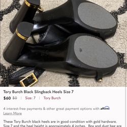 Tory Burch Black Sling Back Heels
