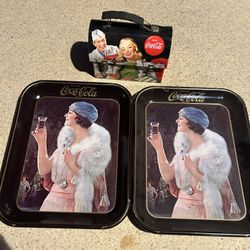 Vintage Coca-Cola Serving Trays + Coca-Cola Lunchbox Lot