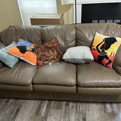 Brown Leather Couch 