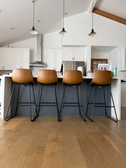Modern Leather Like Brown Bar Stools Chairs Seat Lounge Kitchen Island Dining Living Room