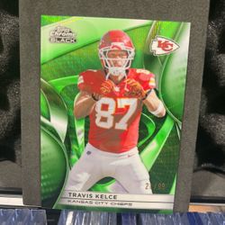 2025 Topps Chrome Black Travis Kelce Chiefs Green #52 Serial #21/99