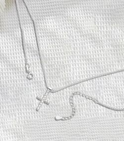 Collar de cruz para mujeres y hombres, collar de cruz de plata de acero inoxidable dorado con colgante de cruz lisa,