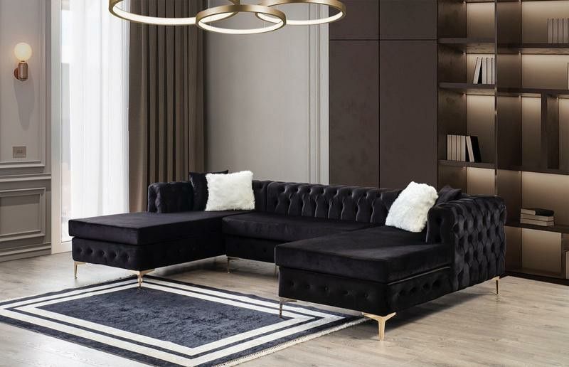 Black Velvet ✴️Double Chaise Sectional