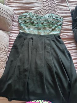 Strapless Sequin Top Black Skirt Dress, size M