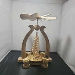 Müller German Christmas Pyramid Candle Holder - Handmade Wood - Woodland Scene