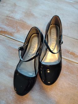 Copper Key Girls Black Patent Mary Jane Dress Shoes Size 3 1 Inch Heel