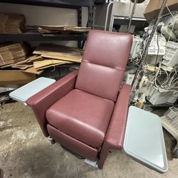 Recliner Vinyl Chair Red With Food Tray