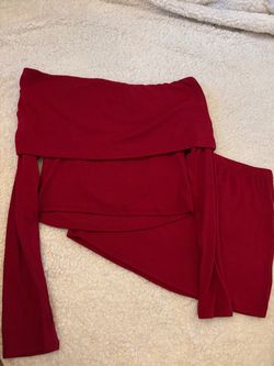 Red Off-Shoulder Top and Short Skirt Set