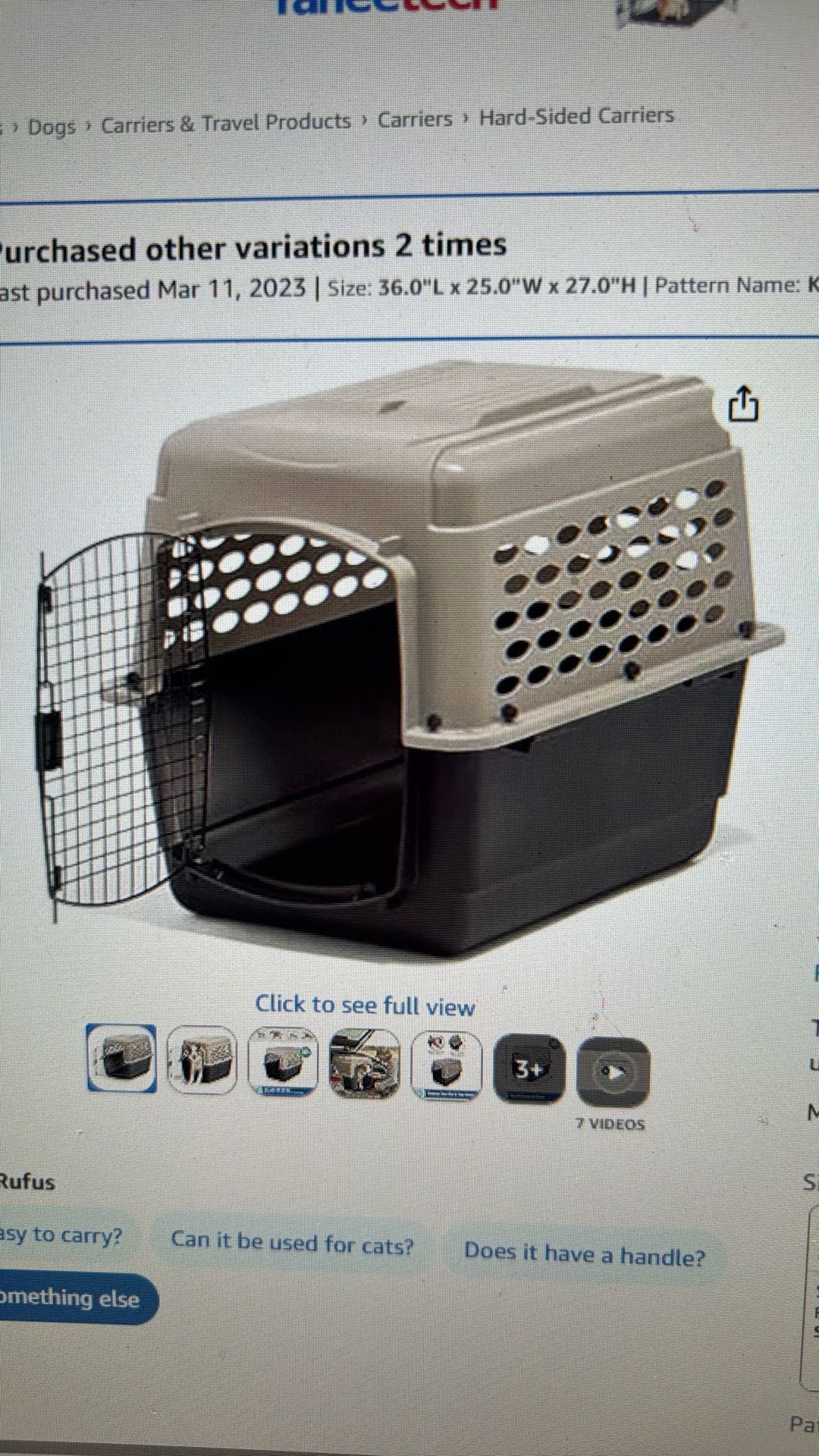 32 inch portable dog carrier