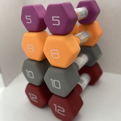 New complete set pairs of 5,8,10,12lb neoprene dumbbells