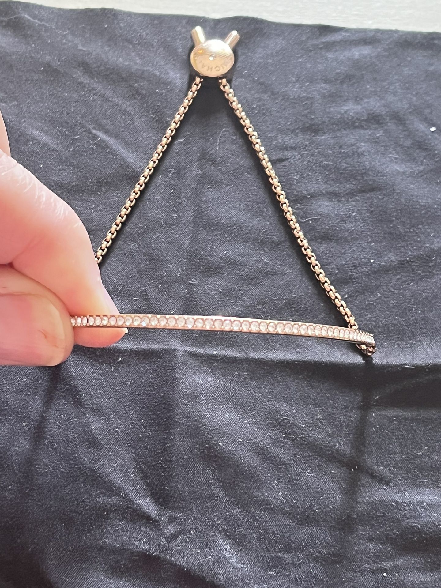 Michael Kors Gorgeous Slider Bracelet-Crystals/ Rose Gold Chain-$115