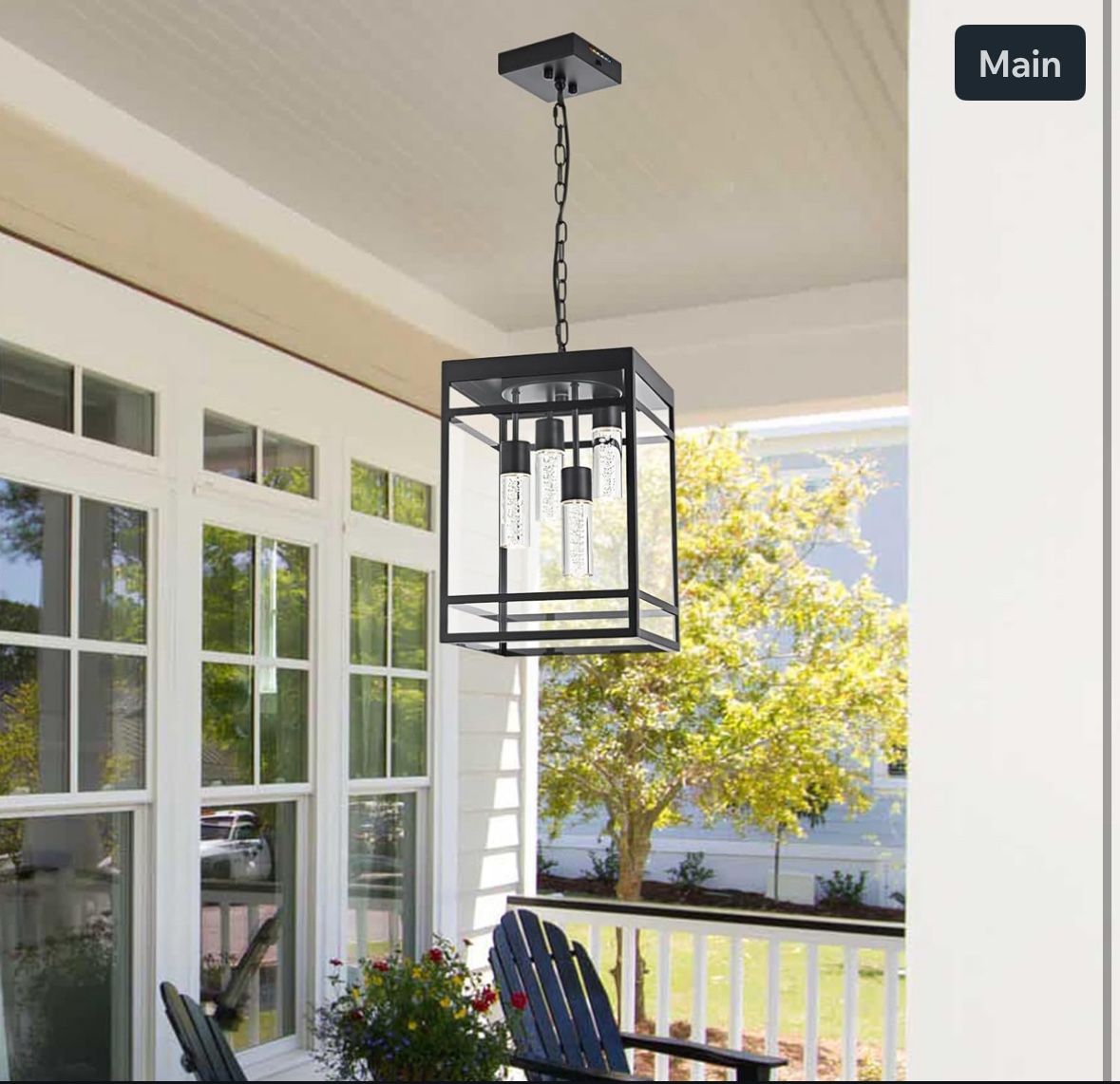Outdoor LED Pendant Light Fixtures for Porch,4 Light 5CCT Outdoor Pendant Light,