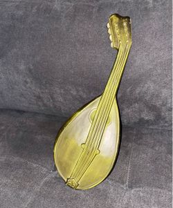 Vintage 60s Royal Cast Metal Green Mandolin Wall Hanging Art