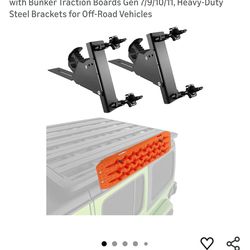 Recoverv Boards Mountina Kit with Shovel Holder Brackets, Side Mount for Roof Platform Rack, Compatible with Bunker Traction Boards Gen 7/9/10/11, Hea