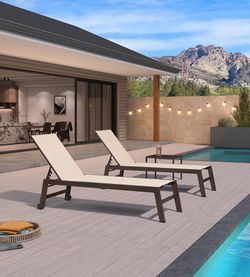 New PURPLE LEAF Outdoor Textilene Chaise Lounge with Wheels for Outside Aluminum Patio Lounge Chair with 5 Adju