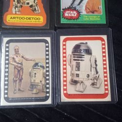 4 Star Wars Card , 3 Stickers 1 Regular. Good Condition 