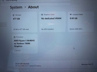 HP Envy x360 2-in-1 Laptop AMD5 8ram