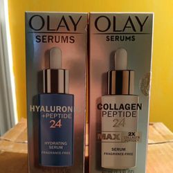 Olay Brand New 2  Serums Hydrologic 24 & Collagen 24 Max Fragrance Free 40 Ml Each 