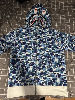 Bape Camo Shark Hoodie Blue size Large
