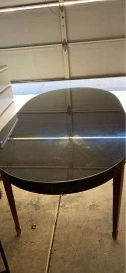 81” x 42” Dining Table/ 2 Removable Leaves & Glass Top