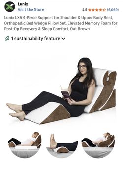 4-Piece Support for Shoulder & Upper Body Rest, Orthopedic Bed Wedge Pillow Set, Elevated Memory Foam for Post-Op Recovery & Sleep Comfort