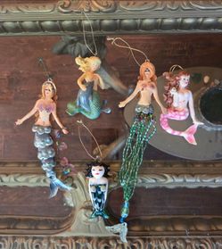Set of 5 Collector Mermaid Ornaments - Beach Holiday Decor