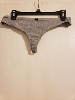 Gray With Black Ribbon Thong New