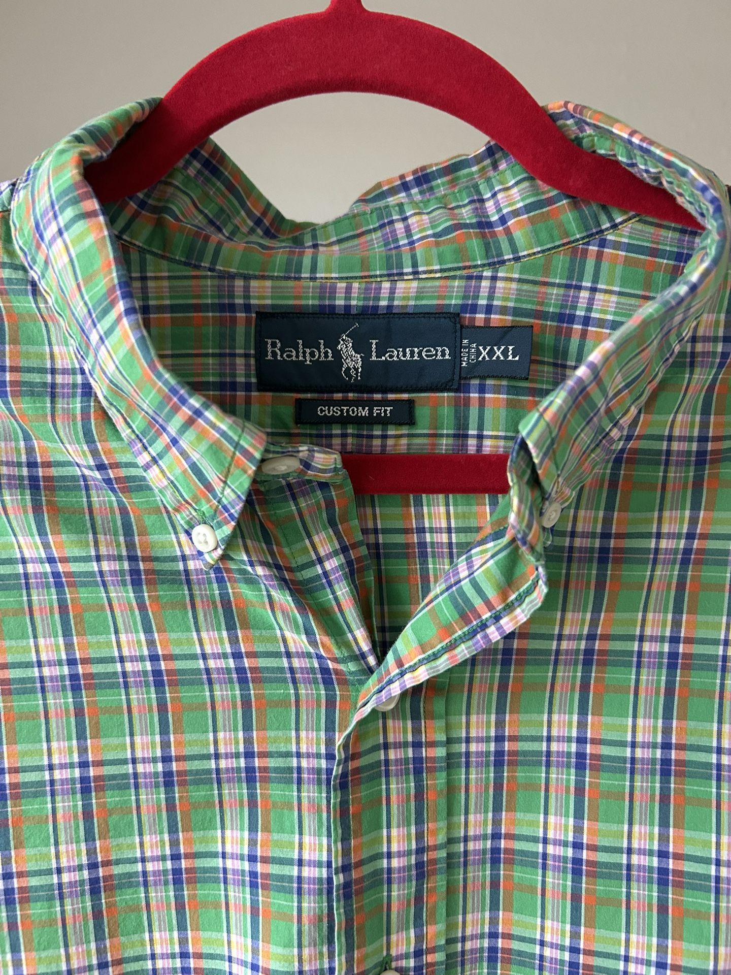 Ralph Lauren Mens Classic Green Red White Plaid Button Down
