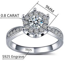 925 Sterling Silver Wedding Ring Size 7 S925 engraved 0.8 Carat CZ Diamond
